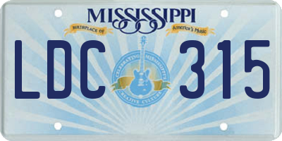 MS license plate LDC315