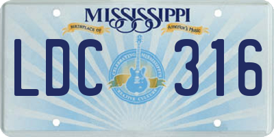 MS license plate LDC316