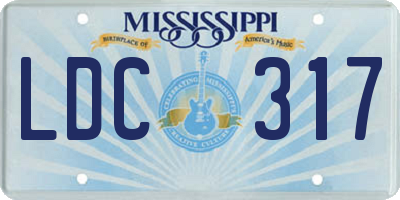 MS license plate LDC317