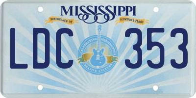 MS license plate LDC353