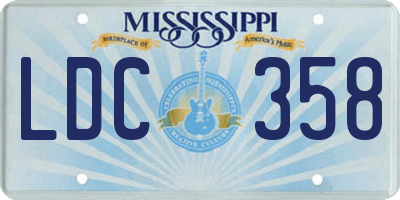 MS license plate LDC358
