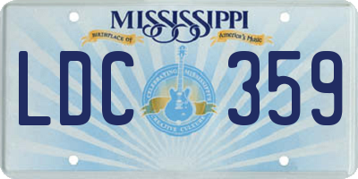 MS license plate LDC359