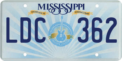MS license plate LDC362