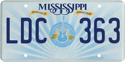 MS license plate LDC363