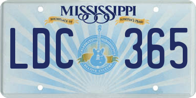 MS license plate LDC365