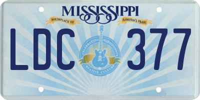 MS license plate LDC377