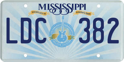 MS license plate LDC382