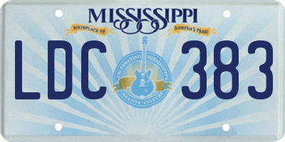 MS license plate LDC383