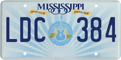 MS license plate LDC384