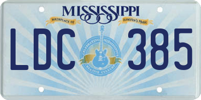 MS license plate LDC385