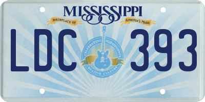MS license plate LDC393