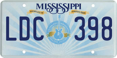 MS license plate LDC398