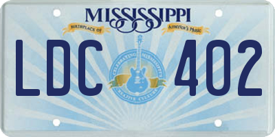 MS license plate LDC402