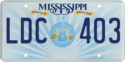 MS license plate LDC403