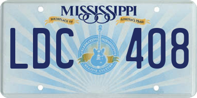 MS license plate LDC408
