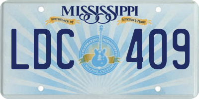 MS license plate LDC409