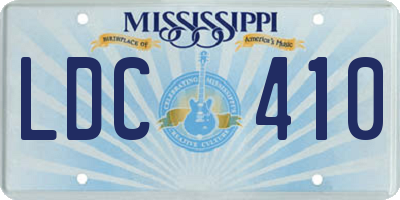 MS license plate LDC410