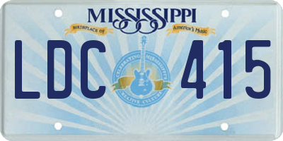 MS license plate LDC415
