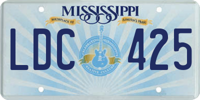 MS license plate LDC425