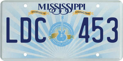 MS license plate LDC453