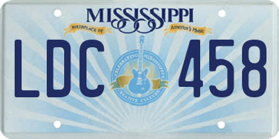 MS license plate LDC458