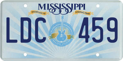 MS license plate LDC459