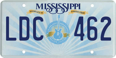 MS license plate LDC462