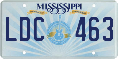 MS license plate LDC463