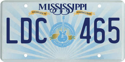 MS license plate LDC465