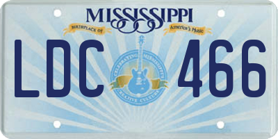 MS license plate LDC466