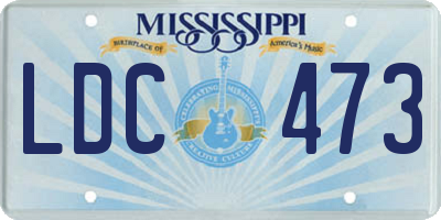 MS license plate LDC473