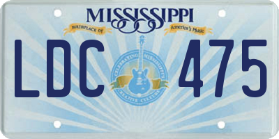 MS license plate LDC475