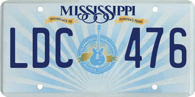 MS license plate LDC476