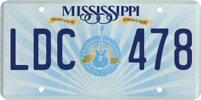 MS license plate LDC478