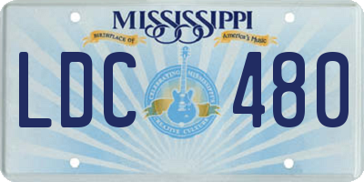 MS license plate LDC480