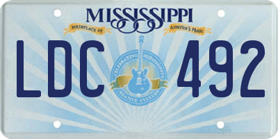 MS license plate LDC492