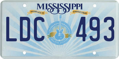 MS license plate LDC493