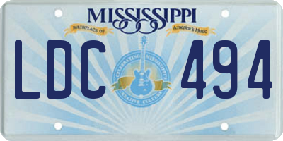 MS license plate LDC494