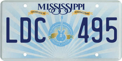 MS license plate LDC495