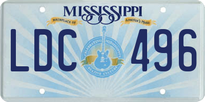 MS license plate LDC496