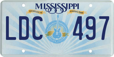 MS license plate LDC497