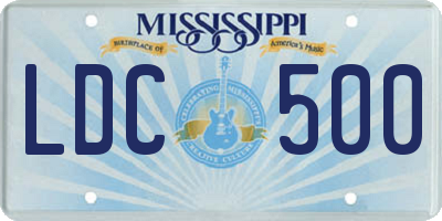 MS license plate LDC500