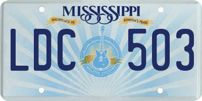 MS license plate LDC503