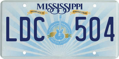 MS license plate LDC504