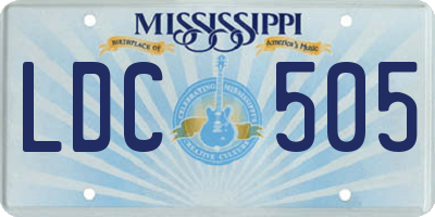 MS license plate LDC505