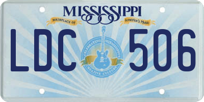 MS license plate LDC506