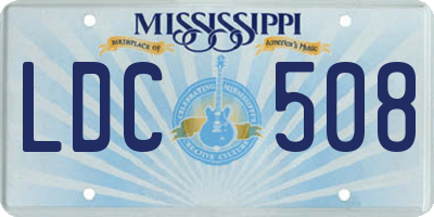 MS license plate LDC508