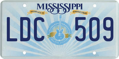 MS license plate LDC509