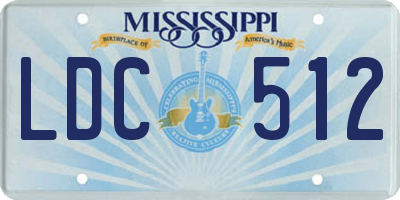 MS license plate LDC512
