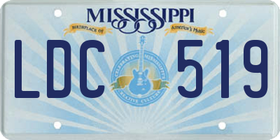 MS license plate LDC519